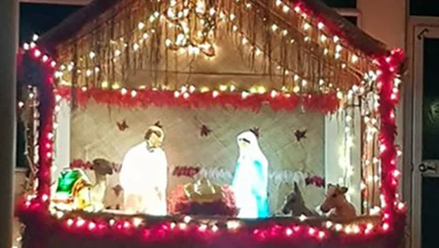 The manger in front of Sts. Peter and Paul Catholic Church 
