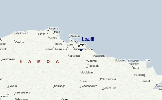 Map of Upolu with Laulii village located.