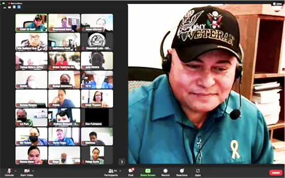 Chief of Staff Tuimavave Tauapa’i Laupol with ethics officers during virtual training