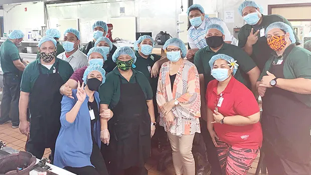LBJ Hospital dietary staff wearing face masks