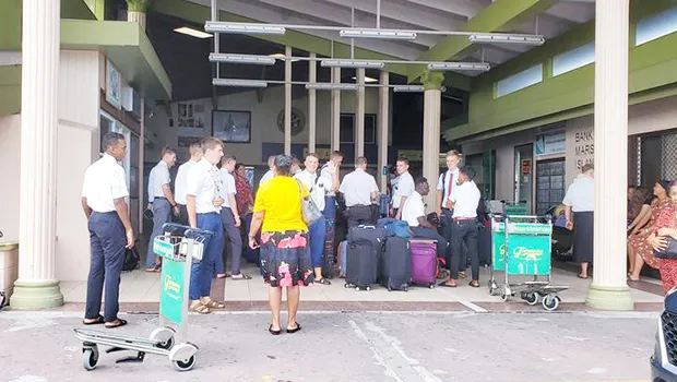 LDS church missionaries at Majuro airport