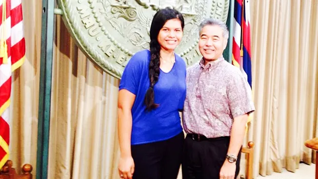 Governor Ige of the State of Hawaii pictured with Fa’atausala Stanley, a student of Le Fetuao Samoan Language Center
