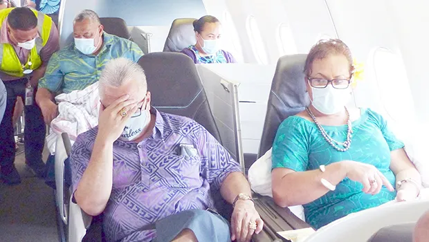 Gov. Lemanu Peleti Mauga, First Lady Ella P. Mauga, and staff members