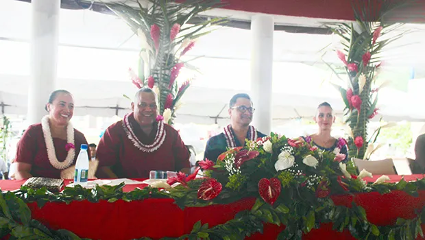 [l-r] Mrs. Ella Failautusi Mauga with her husband, Lt. Gov. Lemanu Peleti Palepoi Sialega Mauga, candidate for governor; along with now-former Attorney General Talauega Eleasalo Va’alele Ale, candidate for Lt. Gov., and his wife Marian McGuire Ale