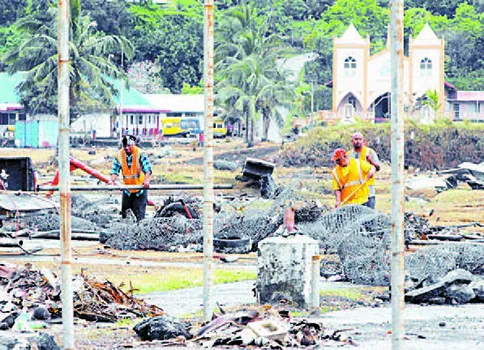 Some of the 2009 tsunami damage in Leone village