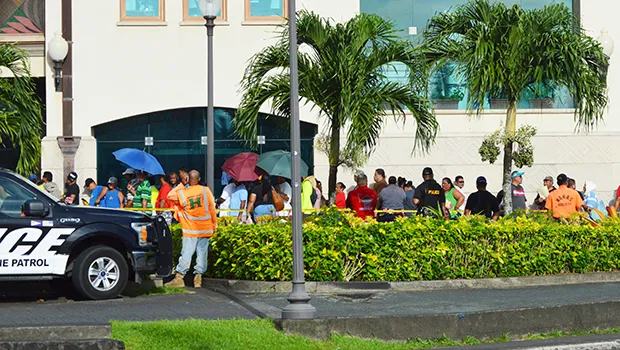 Line in front of the Utulei Branch of the Territorial Bank of American Samoa.