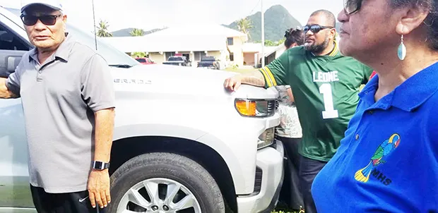 Gov. Lolo Matalasi Moliga (left) with Education director Dr. Ruth Matagi-Tofiga (right) 