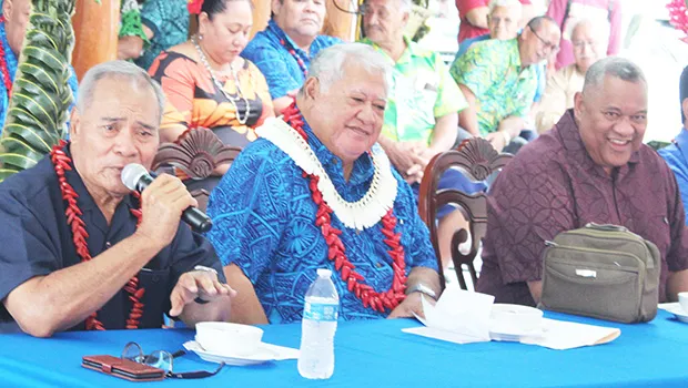 [l-r] Gov. Lolo Matalasi Moliga, Samoa Prime Minister Tuilaepa Sailele Malielegaoi and Lt. Gov. Lemanu Palepoi Sialega Mauga