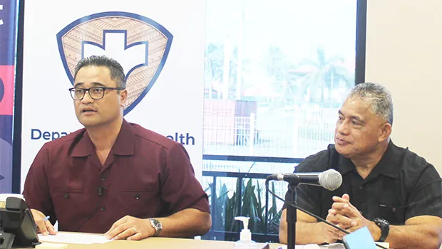 Acting Gov. Talauega Eleasalo V. Ale (left) and Motusa Tuileama Nua