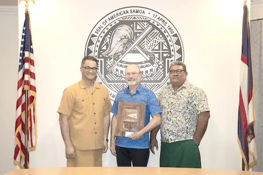 Lt. Gov. of American Samoa La’apui Talauega Ale with Joe Hamby & Tuaopepe Fata Li'o Jioko Asotau