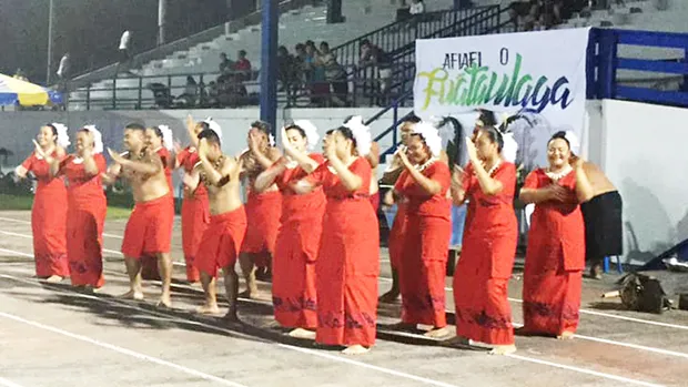 Malaeloa Methodist Youth during their performance Thursday night at the Veterans Memorial Stadium,