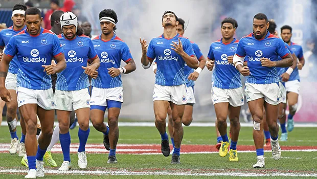 Manu Samoa takes the field at 2020 USA Sevens