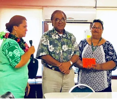 Dr. Ruth Matagi-Tofiga (far left), Faumuina John Faumuina (middle) ,Dialysis nursing director Olita Tafiti