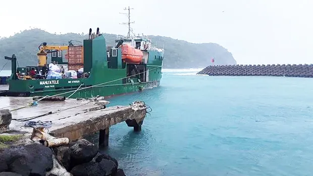 MV Manu'atele near the dock in Ofu