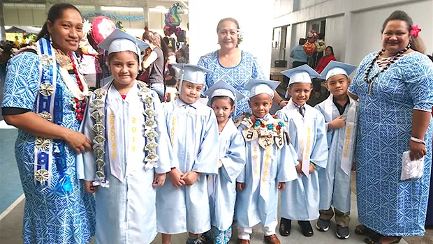 Some Manumalo Academy K-5 graduates shortly before the ceremony