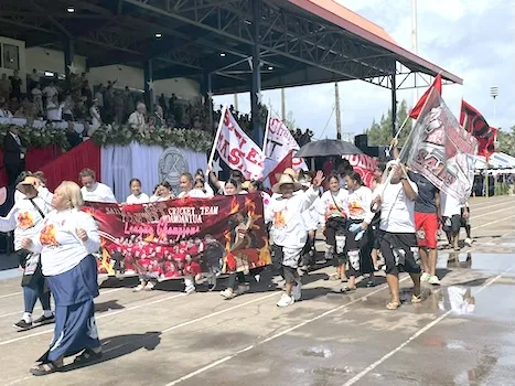 sports team marching in review