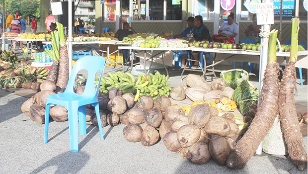 Fruits and vegetables for sale at Fagatogo Market Place