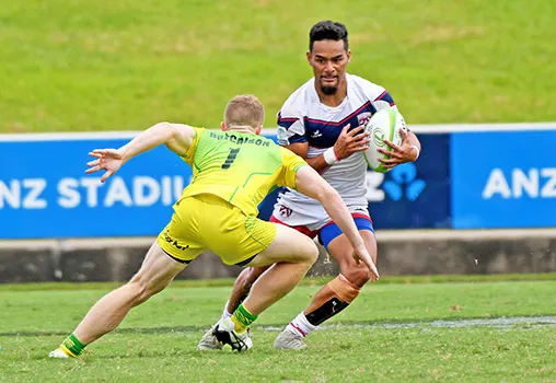 Talavalu ball possesion in their 66-0 loss to Australia