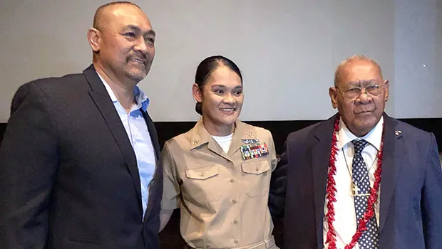 Josie Tauoa with her father and brother
