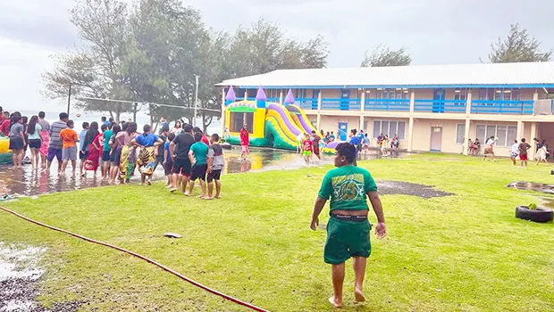 Students on the Matatula Elementary School playground