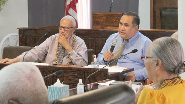  Secretary of Samoan Affairs Mauga T. Asuega (left) and Attorney General Falefatu Fainuulelei Alailima-Utu