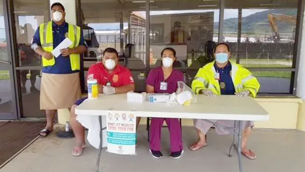 Measles screening at Pago Pago International Airport.