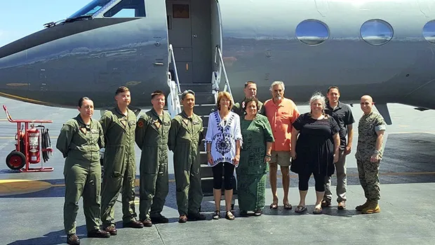 Aumua Amata with Chairman Lisa Murkowski of Alaska, and the military flight crew