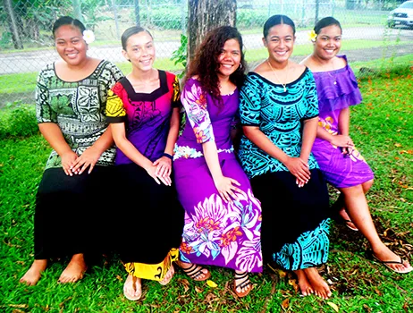 (l-r) Leulynn Leifi, Miss Student Association For FaaSamoa; Emma Davenport, Miss Political Science; Aisavali Loloma Peters, Miss Fresh Print; Grace Lagai, Miss Family & Friends;  and Belinda Tiatia, Miss X Factorial