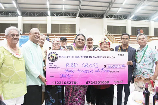Sa’alea surrounded by members and supporters of the American Samoa Red Cross Chapter