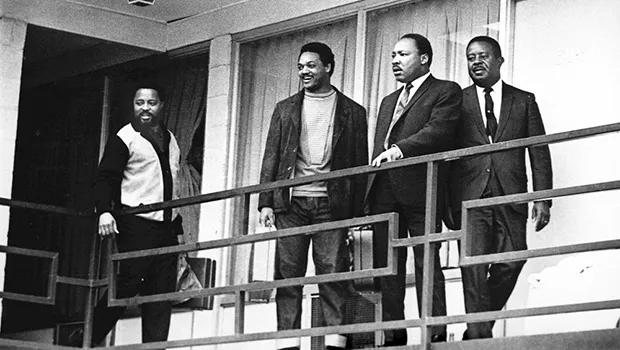 From left are Hosea Williams, Jesse Jackson, King, and Ralph Abernathy.