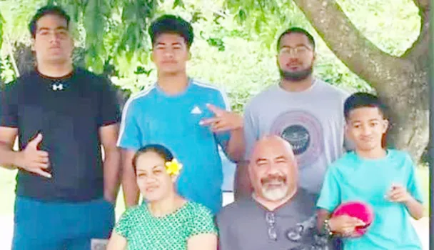 Brigitte Moala and her 85-year-old father, Noaese Taeatafa with other family members