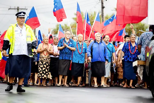 H.R.P.P.'s deputy leader, Lauofo Fonotoe Pierre and others marching