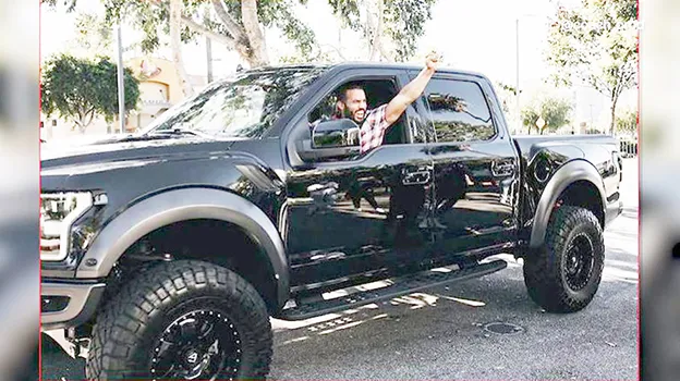 Oscar Rodriguez with his new truck compliments of The Rock