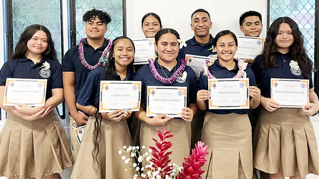 The nine new members of the Samoana High School National English Honor Society