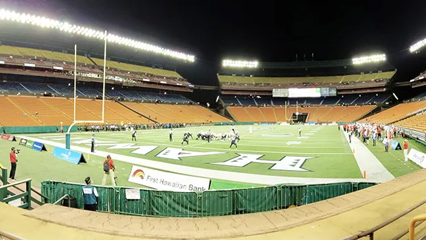 Rainbow Stadium with no fans during Saturday's football game