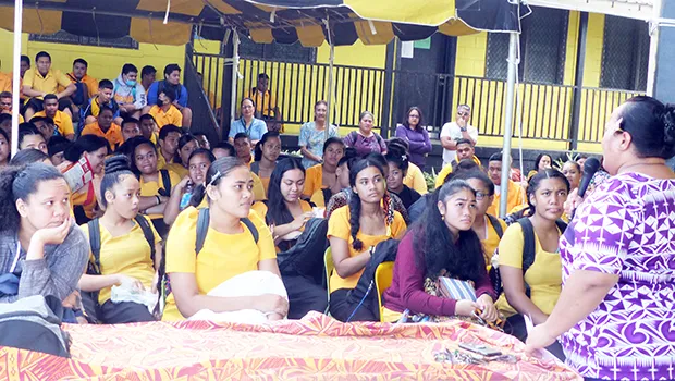 Nu’uuli Vocational Technical High School principal speaking to students