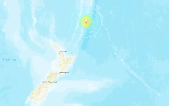 Location of earthqakes in Pacific Warning Center image