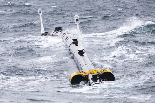 Photo of Ocean Cleaning Machine on the water.