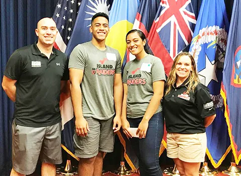 (l-r) SFC Steve Mann, Fotuatua Afioae, Tauaitala Leasiolagi, and MSG Sheri Hoddle. 