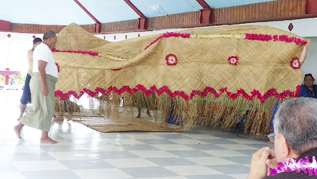 Fine mat displayed at funeral