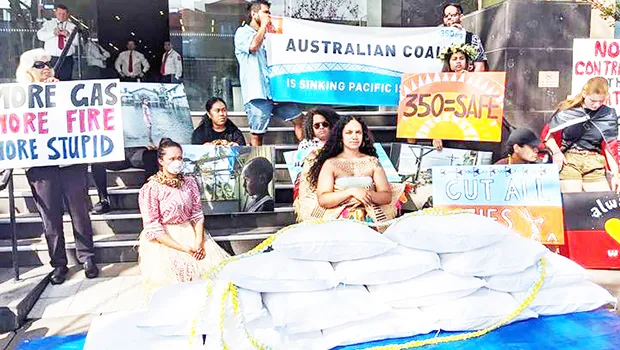 Pacific climate activists demonstrate outside