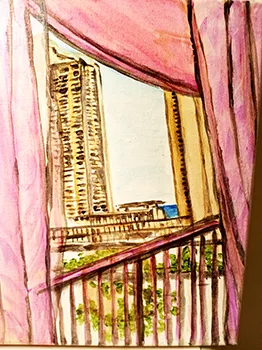 Scene outside her hotel room window