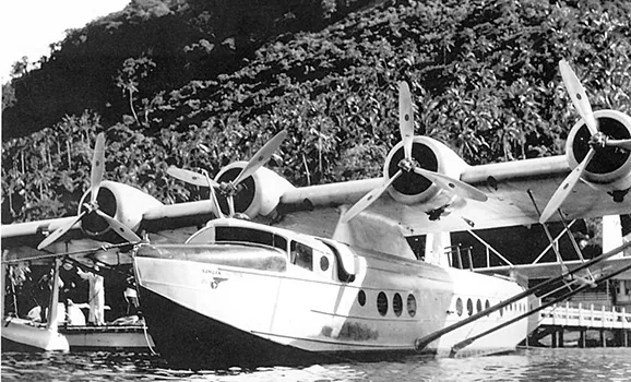 Pan American Airways “Samoan Clipper” flying boat in Pago Pago in December 1937.