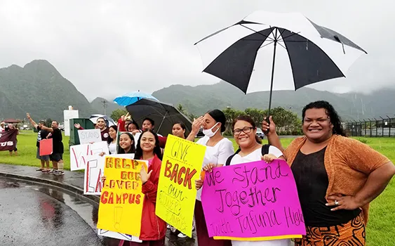Participants in Friday's protest