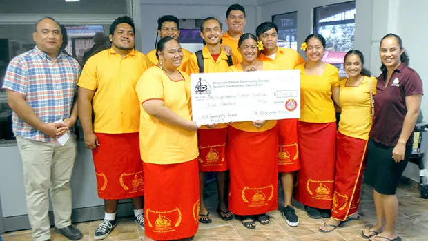 Members of the ASCC Student Government Association (SGA) present a donation of $500 to the American Samoa Community Cancer Coalition (ASCCC)