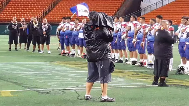 Team Amerika Samoa 2020 JPS Paradise Football Classic V Champions singing the Amerika Samoa Anthem