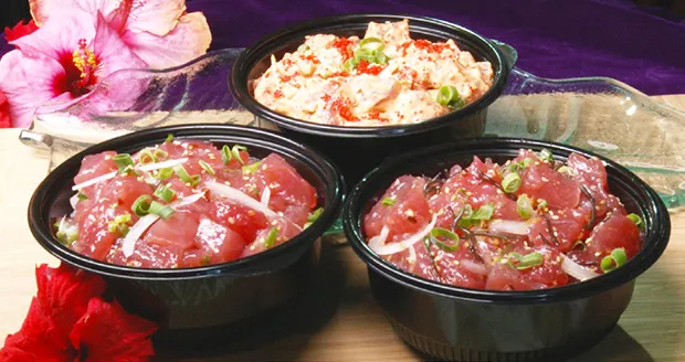 Three different poke bowls