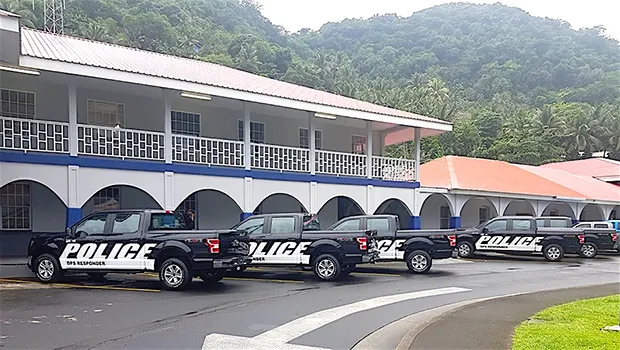 Police vehicles parked in front of Central station
