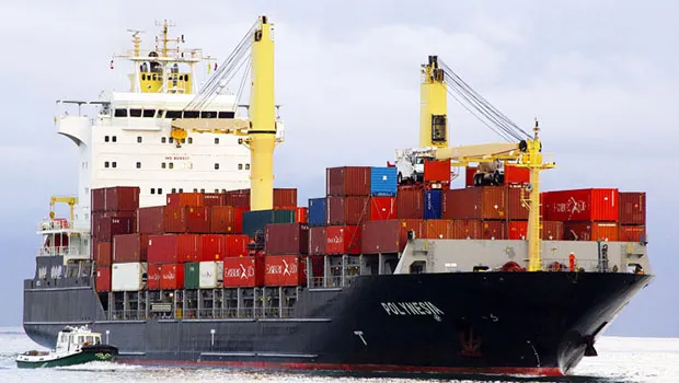 A Polynesian container ship at sea