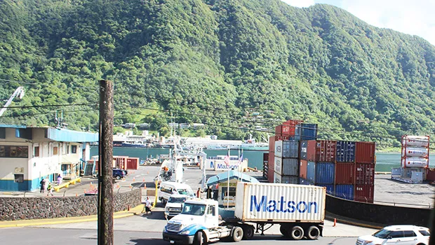 Vehicles streaming out of Port of Pago Pago after tsunami warning issued